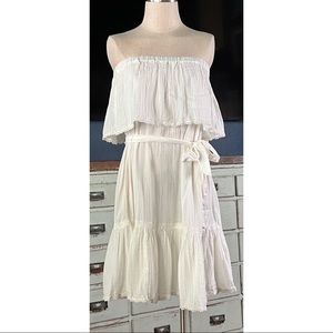 Anthropologie Daily Practice Malibu White Strapless Mini Dress S